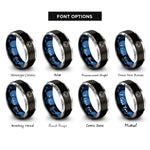 font options for inside engraving on black & blue & silver spade circle rings