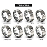 font options for inside engraving on silver spade circle rings