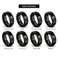 font options for inside engraving on black spade pattern rings