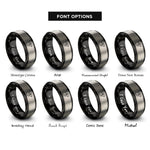 font options for inside engraving on black & silver spain rings