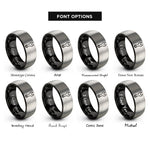 font options for inside engraving on black & gray spanner snake eyes rings