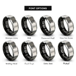 font options for inside engraving on black & grey spanner snake eyes rings