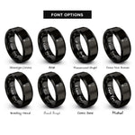 font options for inside engraving on black spanner snake eyes rings