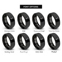 font options for inside engraving on black spanner snake eyes rings