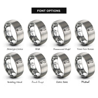 font options for inside engraving on gray spanner snake eyes rings