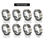font options for inside engraving on grey spanner snake eyes rings
