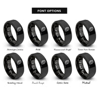 font options for inside engraving on black spare tire rings