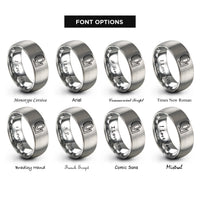 font options for inside engraving on silver spare tire rings