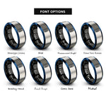font options for inside engraving on black & blue & silver spark plug rings