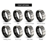 font options for inside engraving on black & grey spark plug rings