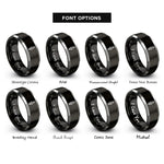font options for inside engraving on black & grey spark plug rings