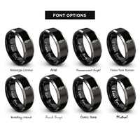 font options for inside engraving on black & grey spark plug rings