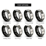 font options for inside engraving on black & gray spark plug rings