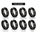 font options for inside engraving on black & gray spark plug rings