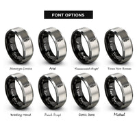 font options for inside engraving on black & gray spark plug rings