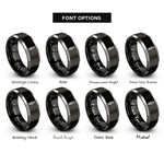 font options for inside engraving on black & grey spark plug rings