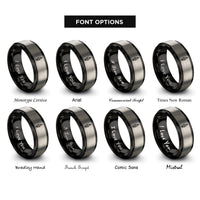 font options for inside engraving on black & gray spark plug rings