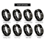 font options for inside engraving on black & grey spark plug rings