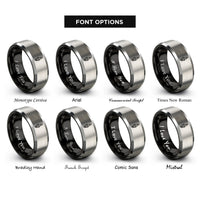 font options for inside engraving on black & gray spark plug rings