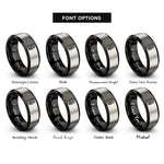 font options for inside engraving on black & grey spark plug rings