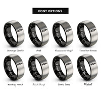 font options for inside engraving on black & gray spark plug rings