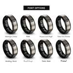 font options for inside engraving on black & silver spark plug rings