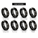 font options for inside engraving on black & grey spark plug rings