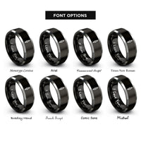 font options for inside engraving on black & grey spark plug rings
