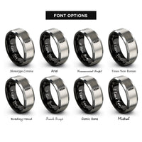 font options for inside engraving on black & silver spark plug rings