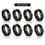 font options for inside engraving on black & grey spark plug rings