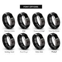 font options for inside engraving on black & grey spark plug rings