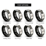 font options for inside engraving on black & silver spark plug rings
