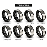 font options for inside engraving on black & grey spark plug rings