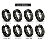 font options for inside engraving on black & silver spark plug rings