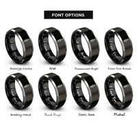 font options for inside engraving on black & silver spark plug rings