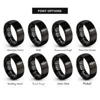 font options for inside engraving on black spark plug rings