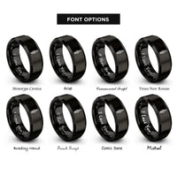 font options for inside engraving on black spark plug rings