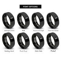 font options for inside engraving on black spark plug rings