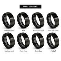 font options for inside engraving on black spark plug rings