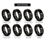 font options for inside engraving on black spark plug rings