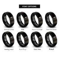 font options for inside engraving on black spark plug rings