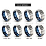 font options for inside engraving on blue & gray spark plug rings