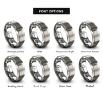 font options for inside engraving on grey spark plug rings