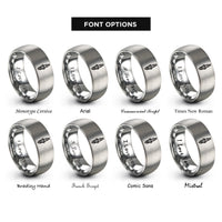 font options for inside engraving on gray spark plug rings