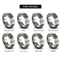 font options for inside engraving on silver spark plug rings