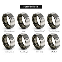 font options for inside engraving on gunmetal & gray spark plug rings