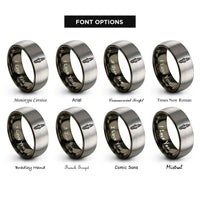 font options for inside engraving on gunmetal & silver spark plug rings
