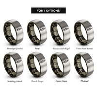 font options for inside engraving on gunmetal & gray spark plug rings