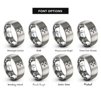 font options for inside engraving on silver sparkle halo rings