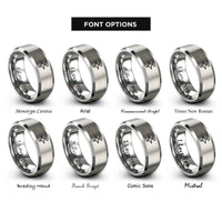 font options for inside engraving on grey sparkle halo rings